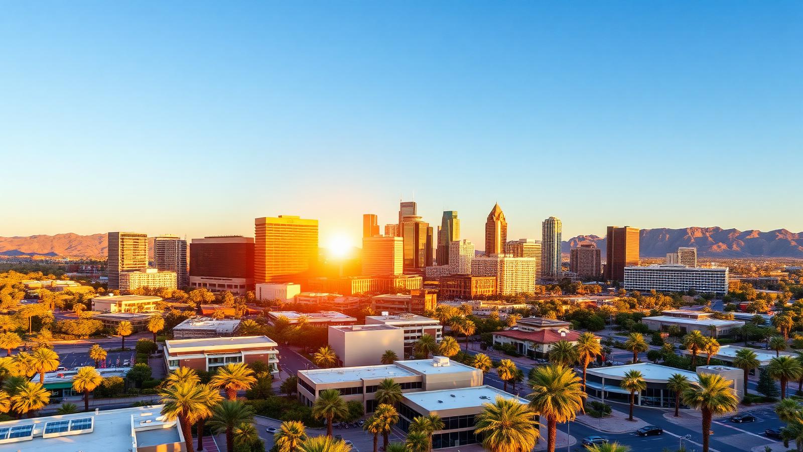 Tempe Arizona skyline at golden hour